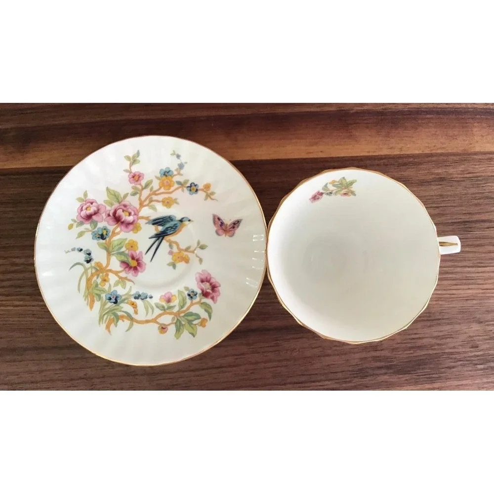 Duchess Blue Bird Teacup and Saucer Set Fine Bone China England Traditional